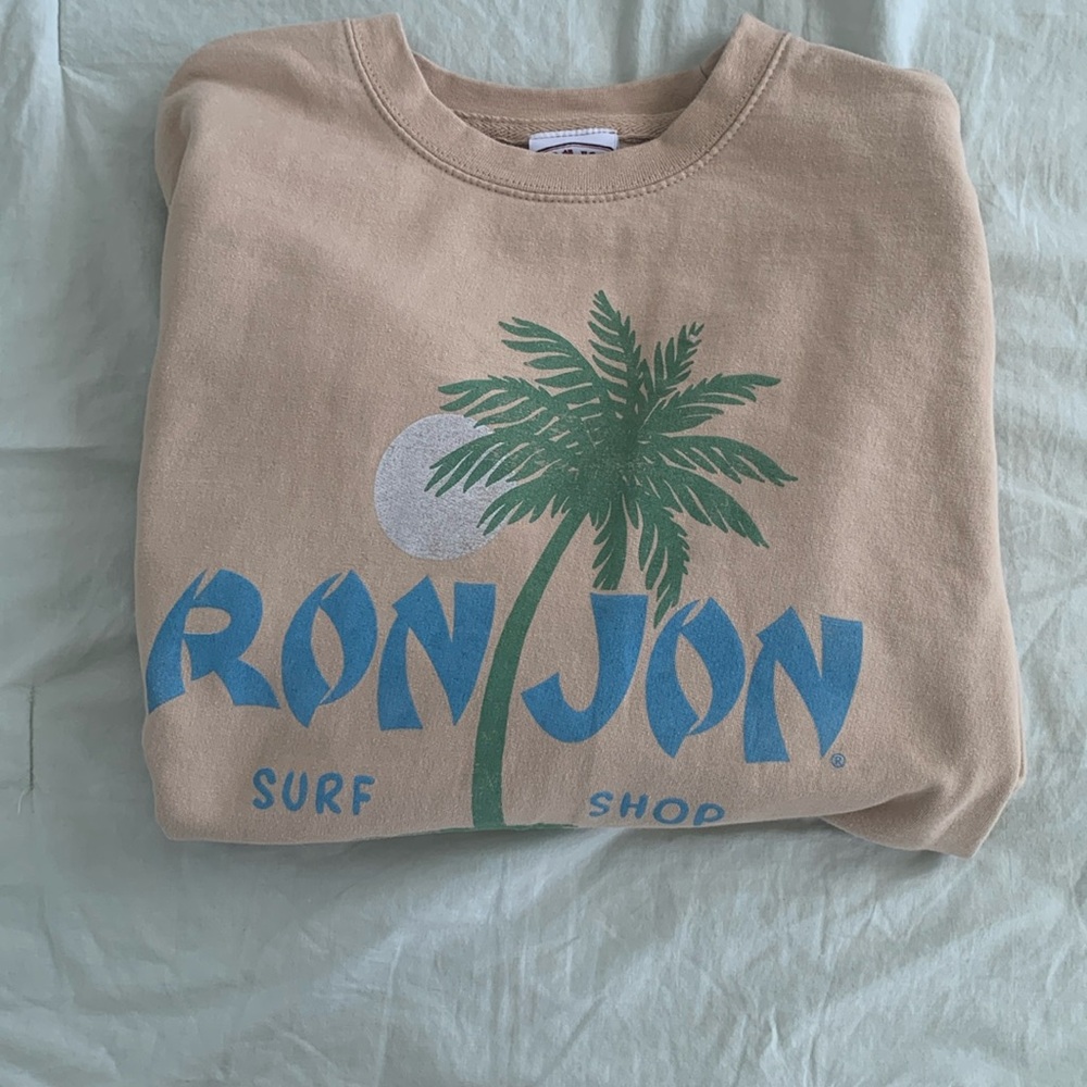 Tan/Beige Ron Jon Surf Shop Long Sleeve Sweatshirt